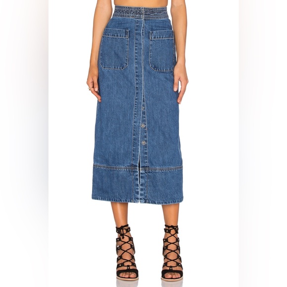 Free People Dresses & Skirts - Free People Just A Dream Denim Midi Skirt Size 8
